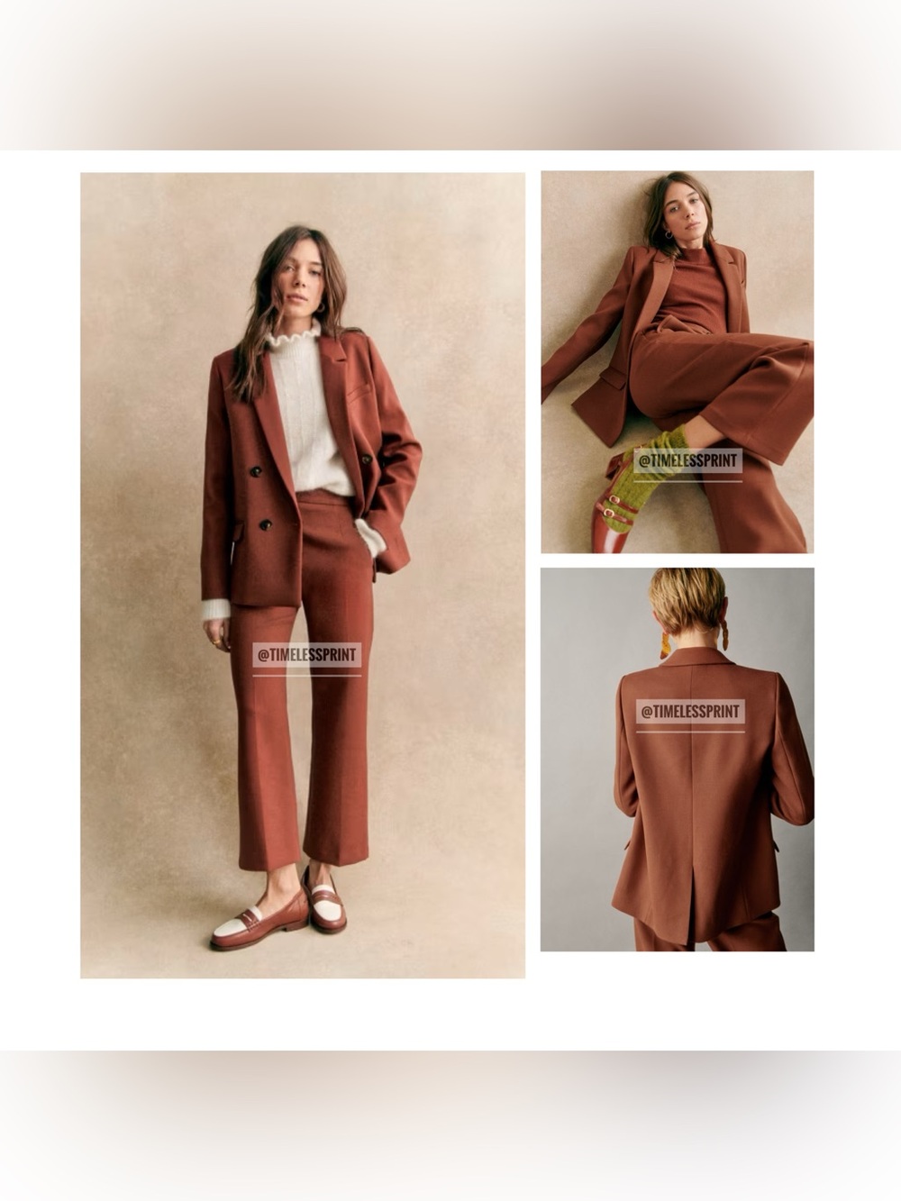 Sezane Christie Set: Brown/Rust Blazer & Pants (2 piece)
